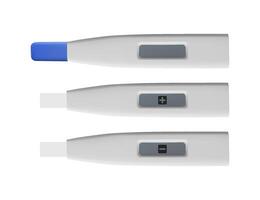 Digital pregnancy tests showing positive, negative, and waiting results, isolated on white background. vector