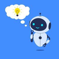 Robot with light bulb above its head, symbolizing new idea. illustration for artificial intelligence, brainstorming, and creative thinking concepts vector