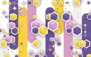 Geometric background with hexagon pattern and trendy color vector