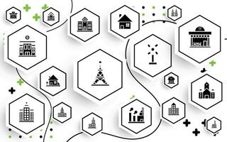 White background with building icon pattern vector