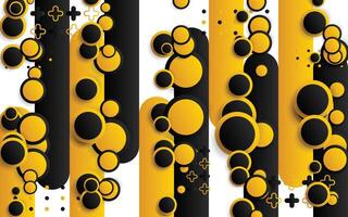 Striped decorative background with black and orange circle pattern vector