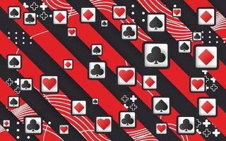 Red and black line background with playing card object vector
