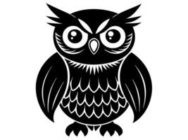 An owl with big eyes is standing on a white background vector