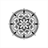 Monochrome Floral Mandala Artwork with Intricate Line Patterns vector