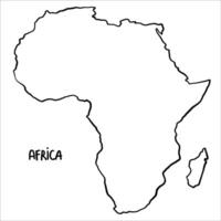 Sketch map of Africa in doodle style, with irregular lines and freehand strokes. vector