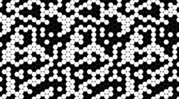 Abstract monochrome hexagon pattern. Stylish geometric design with repeating circles, ideal for backgrounds, website banners, or textile prints. vector