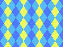 Vibrant argyle pattern in cheerful blue and yellow hues. Perfect for backgrounds, textiles, or playful designs. vector