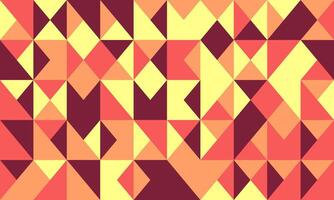 Vibrant geometric pattern of triangles and squares in warm sunset hues. Perfect for backgrounds, textiles, or modern design projects. vector
