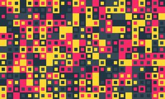 Abstract geometric pattern with vibrant squares in pink, yellow, and gray. Ideal for backgrounds, textiles, or modern design projects. vector