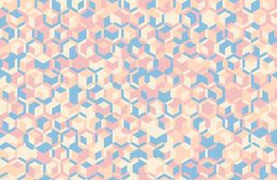 Abstract pastel geometric pattern. Interlocking cubes in soft pink, blue, and cream create a captivating, seamless texture. Ideal for website backgrounds, textiles, or modern branding. vector