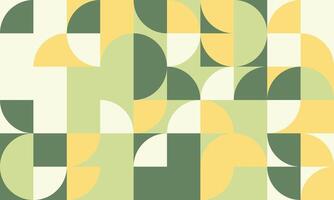 Abstract geometric background featuring a harmonious blend of muted yellow and green semicircles and squares. Ideal for modern design projects, presentations, or website backgrounds. vector