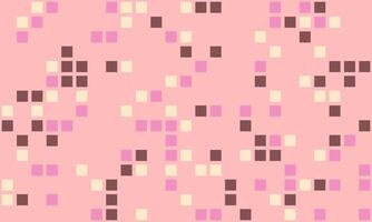 Abstract pastel pink background with scattered squares in brown and cream. Perfect for website banners, textile designs, or playful branding. vector