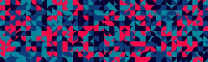 Vibrant geometric abstract art. Bold teal, pink, and navy blue semicircles and squares create a dynamic, modern pattern perfect for website banners, social media, textiles, or packaging. vector