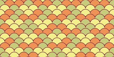 Abstract seamless pattern with overlapping scales in autumnal hues. Perfect for textile design, wallpaper, packaging, or website backgrounds. Evokes feelings of warmth, nature, and retro style. vector