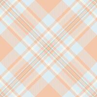 Elegant pastel plaid pattern. Soft peach and light blue hues create a calming, versatile design ideal for fashion, home decor, or branding. The intersecting lines suggest connection and order. vector