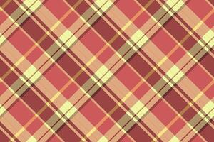 Path check textile, detailed texture background plaid. Grand pattern seamless fabric tartan in orange and red colors. vector