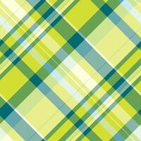 Vibrant diagonal plaid pattern in shades of lime green, teal, and cream. Perfect for textile design, website backgrounds, or fashion illustrations. vector