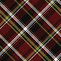 Customer tartan plaid textile, drapery fabric seamless pattern. Colourful background check texture in red and black colors. vector