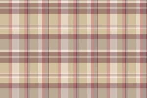 Mixed tartan textile fabric, weave texture background seamless. Aesthetic check plaid pattern in light and red colors. vector