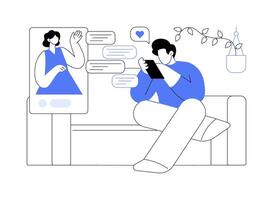 Chatting in the dating app isolated cartoon illustrations. vector