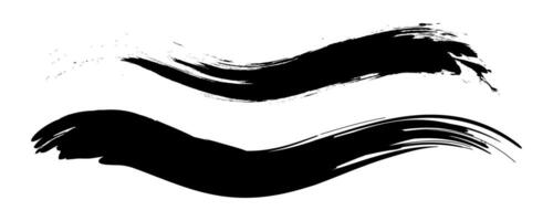 Set of two brush texture, ink, brush pattern, wave pattern brush stroke material, grunge texture on white background vector
