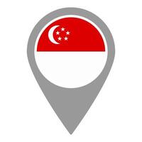 Singapore flag location pin, flag application, Flag on Location Pin, map pointer, illustration. vector