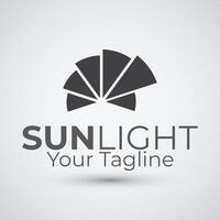 Flat sun light logo design icon template vector