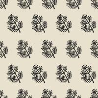 A modern and minimalistic pattern incorporating botanical motifs. This stylish illustration showcases trendy geometric flowers against a groovy backdrop in a boho style. vector