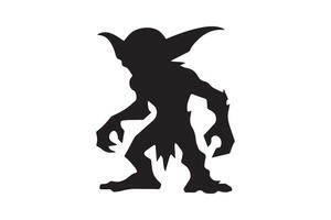 A silhouette of a monster with large horns vector