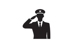A silhouette of a man in a suit saluting vector