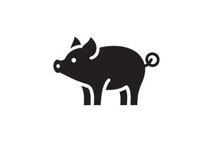 A black and white pig icon on a white background vector