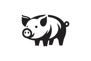 A black and white pig icon on a white background vector