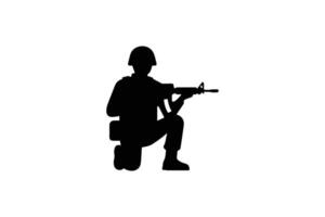 A silhouette of a soldier with a gun vector