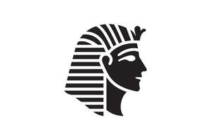 An egyptian pharaoh's head is shown in black and white vector