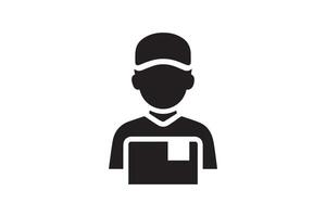 A black and white icon of a man in a hat vector