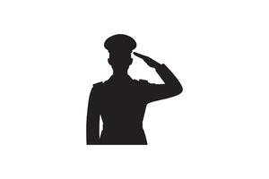 Silhouette of a soldier saluting on a white background vector