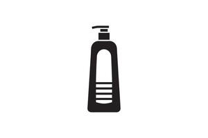 A black and white image of a bottle of shampoo vector