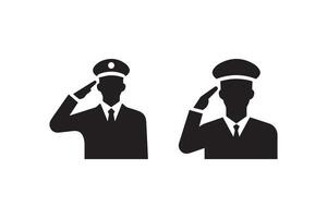 Two silhouettes of a man in uniform saluting vector