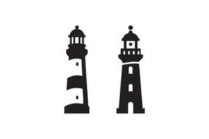 Two black and white lighthouses on a white background vector