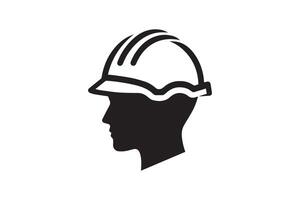 A silhouette of a man in a hard hat vector