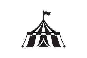 A black and white circus tent icon vector