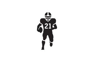 A black and white silhouette of a football player vector