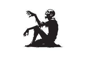 A silhouette of a zombie sitting on the ground vector