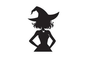 A silhouette of a witch in a dress vector