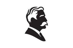 A black and white silhouette of a man with a mustache vector