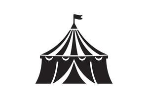 A circus tent icon in black and white vector