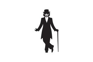 A silhouette of a man in a top hat and top hat vector
