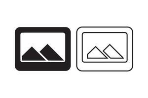 Two icons of mountains and a camera vector