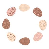 Hand drawn Easter eggs frame with copy space in trendy Mocha Mousse color. Perfect illustration for card, poster, sticker, label, sale. vector