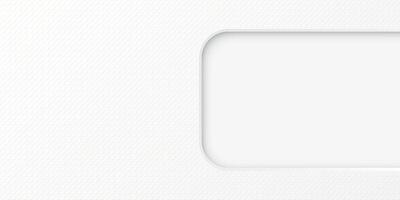 White wood free uncoated paper rough textured with half of 3D rounded rectangle frame paper cut style graphic illustration have blank space. vector